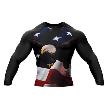Eagle American Flag Long Sleeve Compression Rashguard