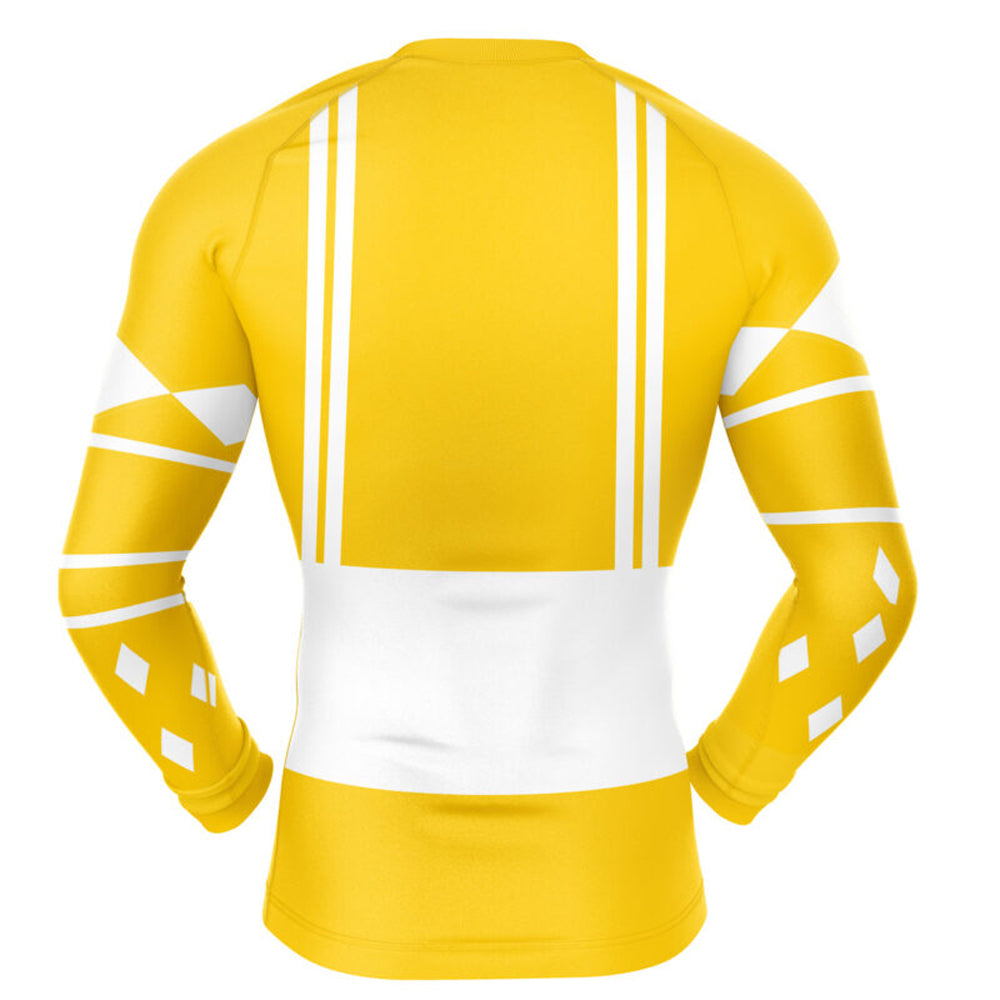 Yellow Ranger Bear Ninjetti Kids Power Rangers Long Sleeve Compression Rashguard