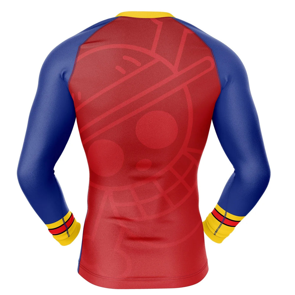Long Sleeve Compression Rashguard One Piece Straw Hat Logo