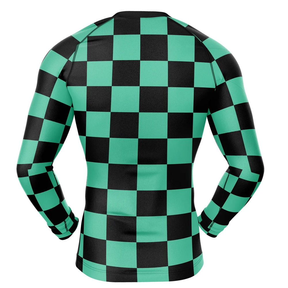 Tanjiro Print Demon Slayer Long Sleeve Compression Rashguard