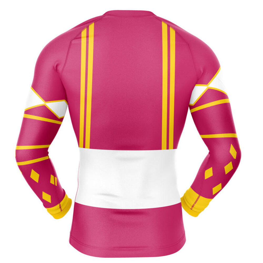 Power Rangers Pink Ranger Ninjetti Crane Long Sleeve Rashguard Compression Kids