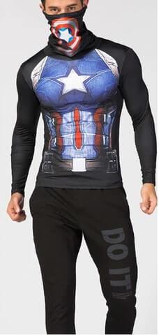 Captain America Long Sleeve Compression High Collar Rashguard-RashGuardStore
