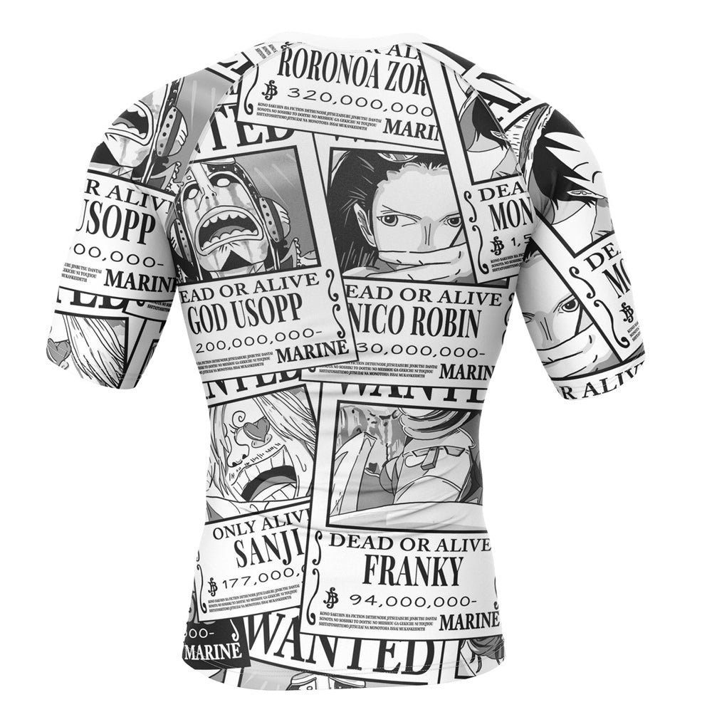 Luffy One Piece Comic Print Short Sleeve Rashguard Compression