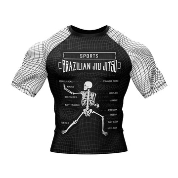 Brazilian Jiu Jitsu Anatomy Submissions Short Sleeve Compression Rashguard