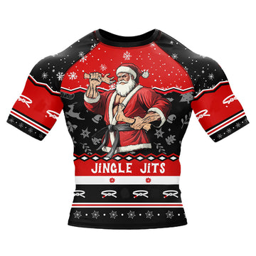 Jingle Jitsu Christmas Short Sleeve Compression Rashguard