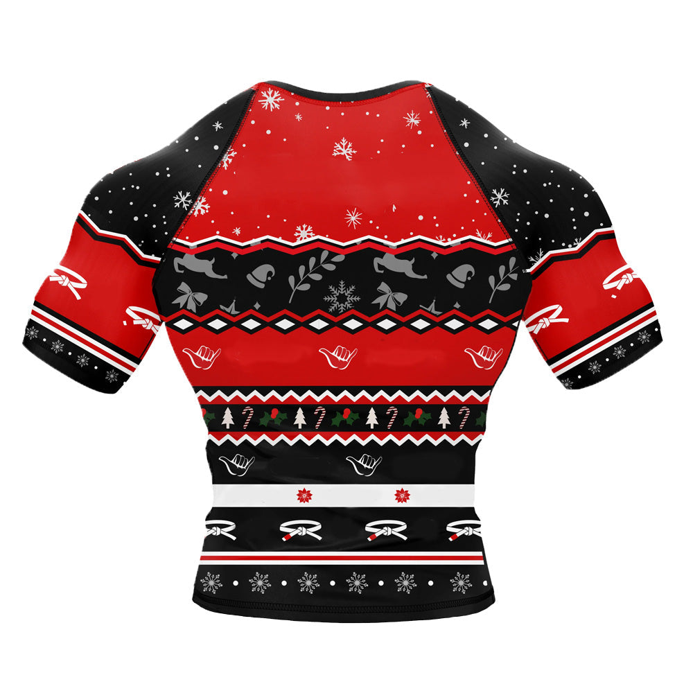 Jingle Jitsu Christmas Short Sleeve Compression Rashguard