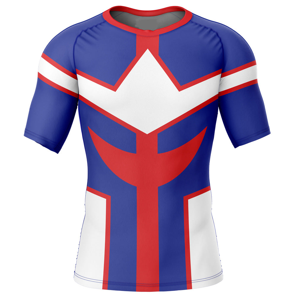 All Might BJJ Rash Guard Kids My Hero Academia Short Sleeve Compression Rashguard