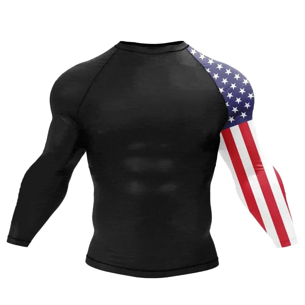 Long Sleeve American Flag Sleeve Compression Rashguard