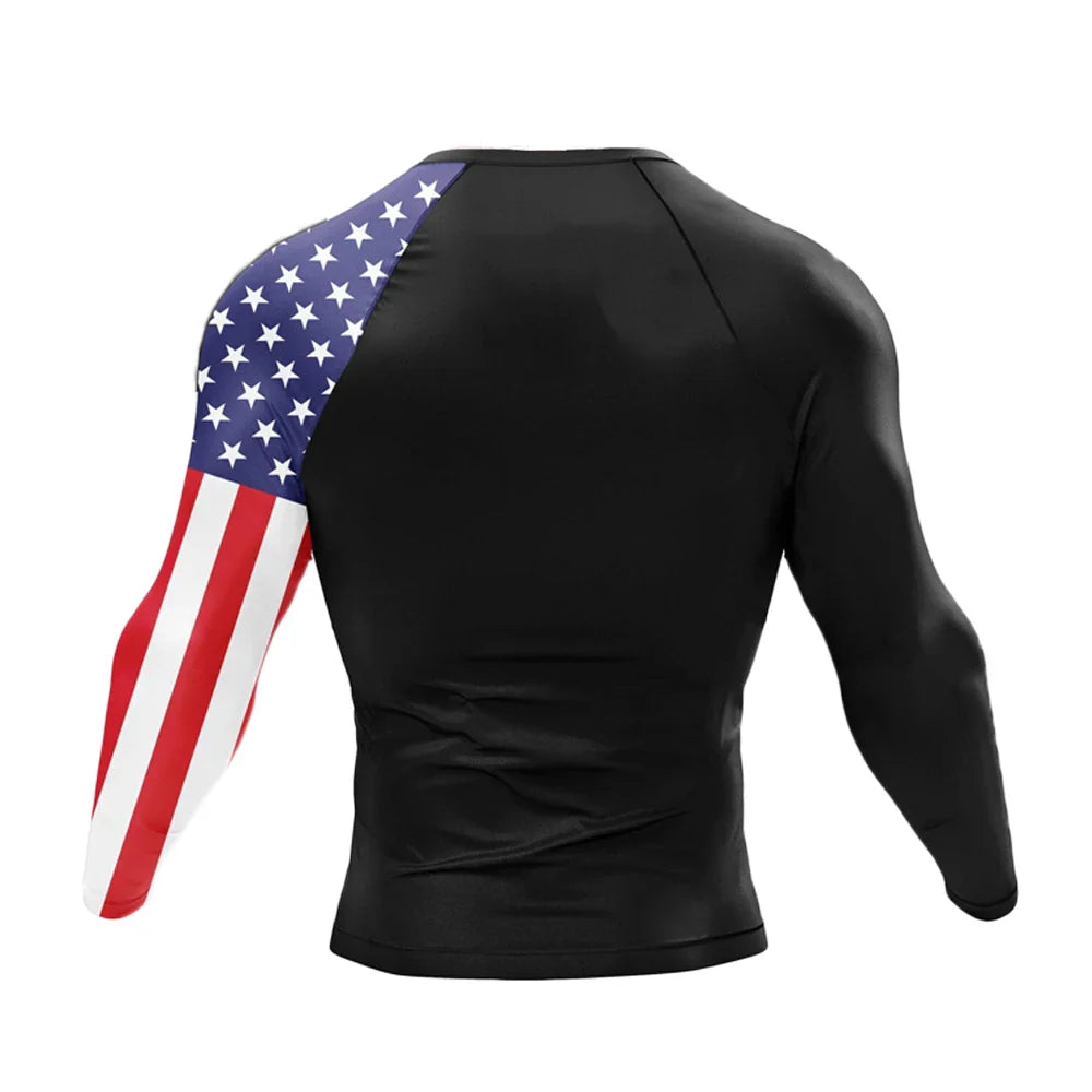 Long Sleeve American Flag Sleeve Compression Rashguard