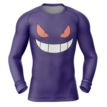 Gengar Face Kids Pokemon Long Sleeve Compression Rashguard