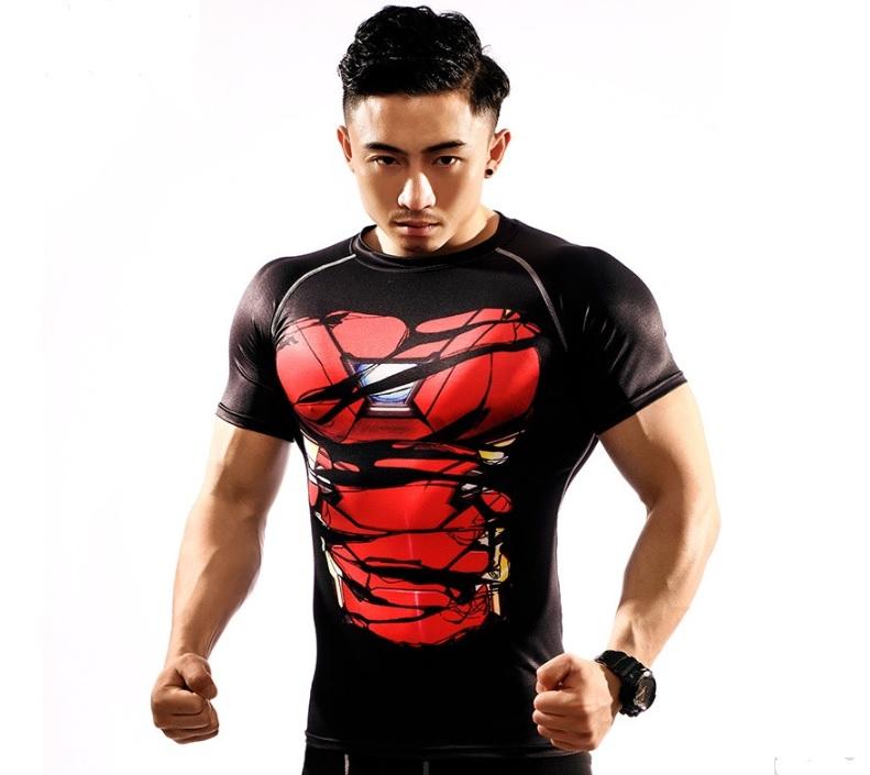 Iron Man "Mark XXXIII Hero Revealed" Black Short Sleeve Compression Rash Guard-RashGuardStore
