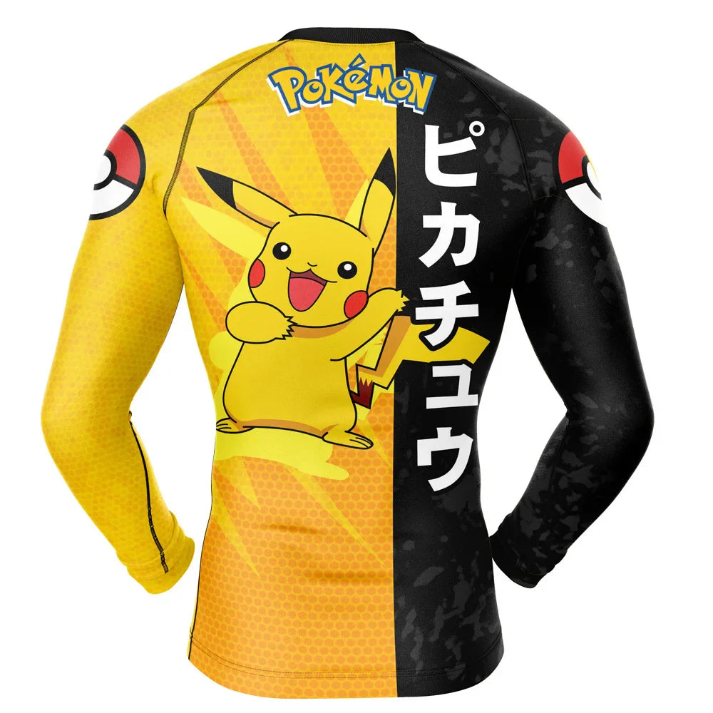 Pikachu Pika Pika Kids Pokemon Long Sleeve Compression Rashguard