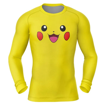 Pikachu Face Kids Pokemon Long Sleeve Compression Rashguard