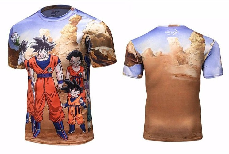 BJJ Rash Guard Dragon Ball Z Compression Goku Amid The Stones Elite Short Sleeve Rash Guard Rashguard