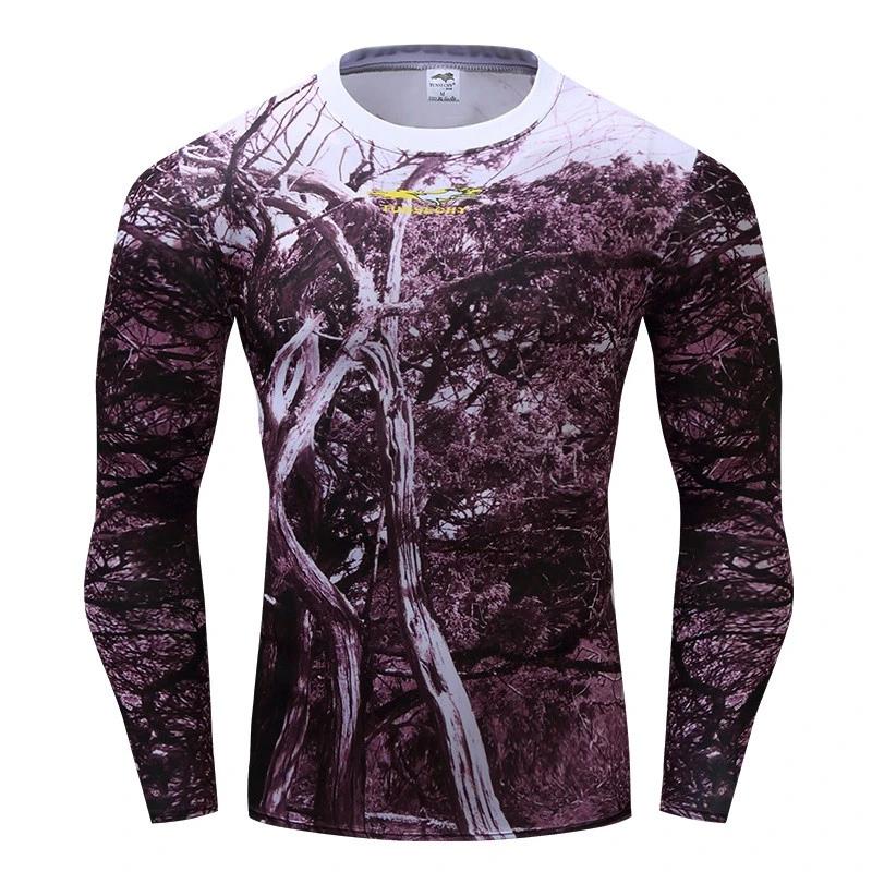 Wooded Camo Camouflage Compression Long Sleeve Rashguard