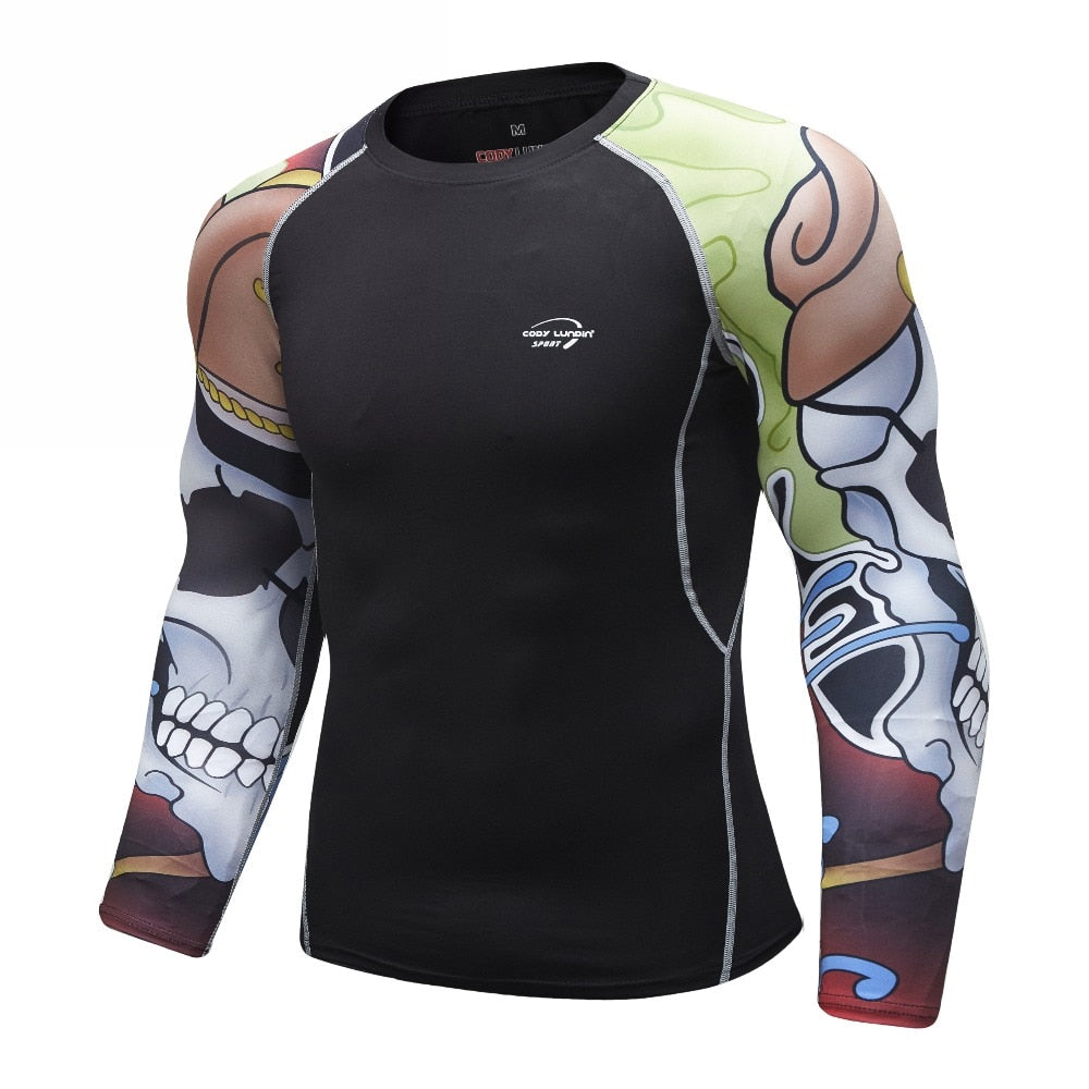 Tribal Skull Compression Elite Long Sleeve Rashguard
