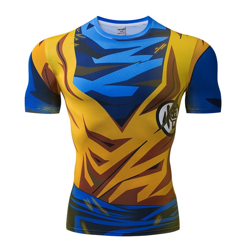 Super Saiyan Goku BJJ Rash Guard Dragon Ball Z Short Sleeve Compression Rashguard