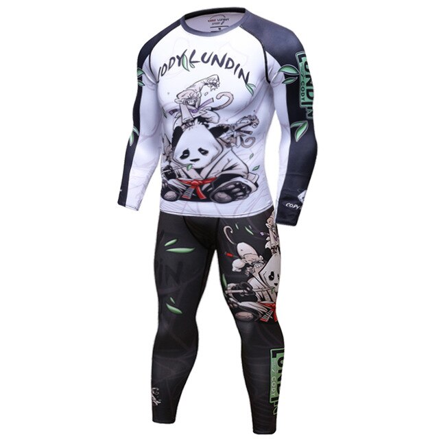 Panda Compression Rolling With A White Belt Elite Long Sleeve Set