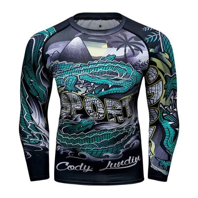 Step Into The Waters Crocodile Compression Elite Long Sleeve Rashguard