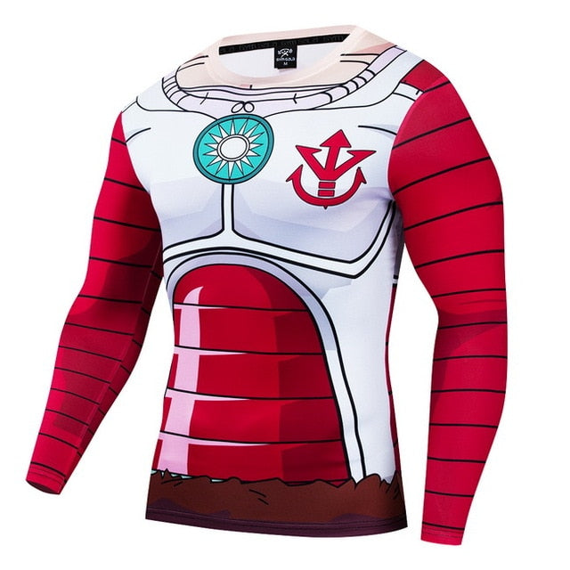 Dragon Ball Z Compression King Vegeta Rash Guard Long Sleeve Rashguard BJJ
