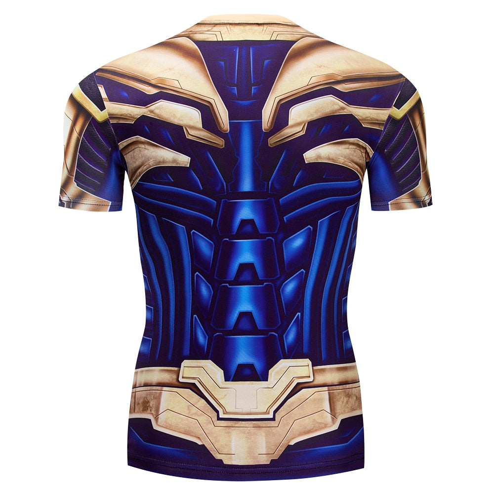 Thanos Compression Short Sleeve Rashguard End Game War Armor Short Sleeve Rashguard End Game War Armor