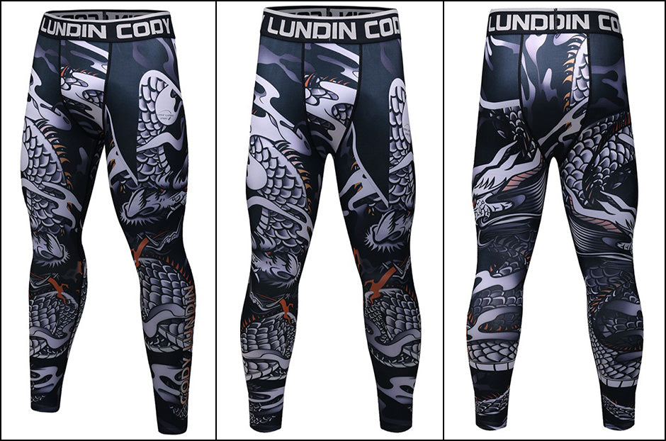 Dragon 'Silver Dragon' Compression Leggings Spats Dragon 'Silver Dragon' Compression Leggings Spats