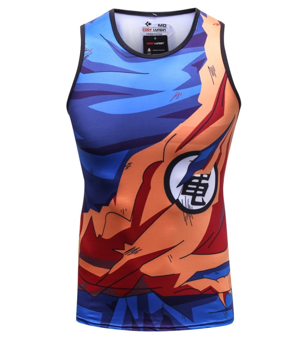 Dragon Ball Z Goku BJJ Rash Guard Battle Damaged Elite Compression Tank Top