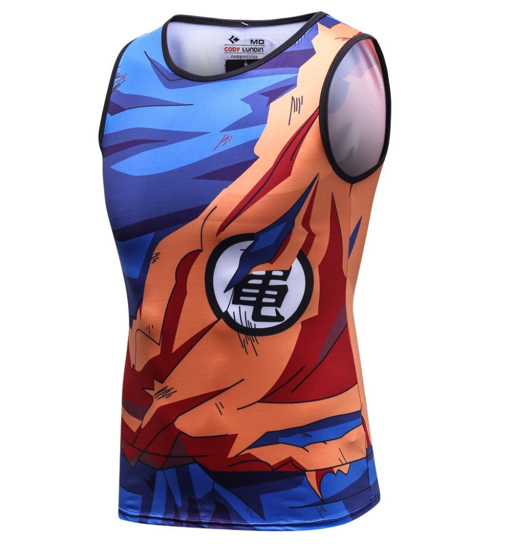 Dragon Ball Z Goku BJJ Rash Guard Battle Damaged Elite Compression Tank Top