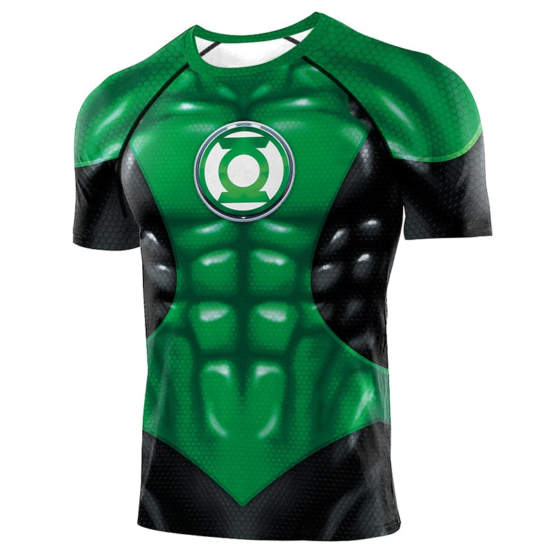 Green Lantern Compression Short Sleeve Rashguard War of the Lanterns