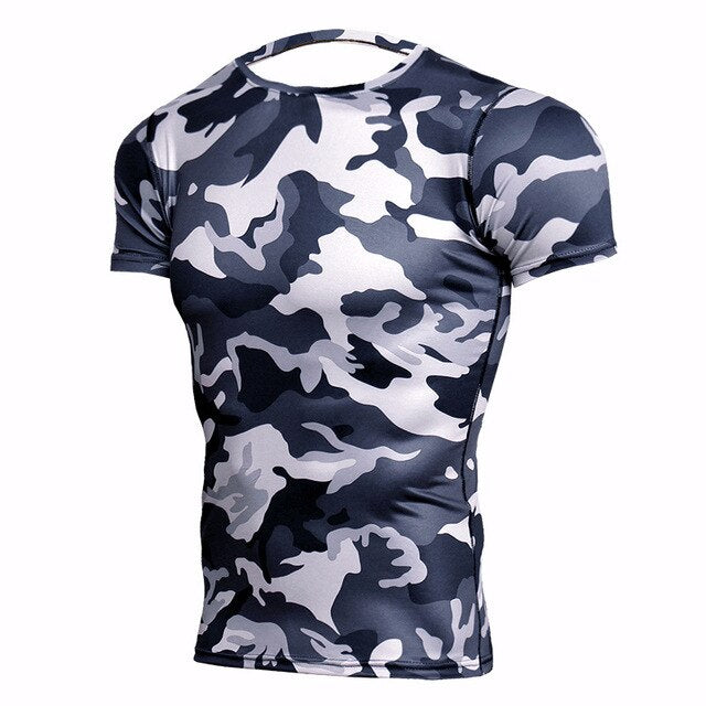 Camouflage Compression Winter Camo Short Sleeve Rashguard Camouflage Compression Winter Camo Short Sleeve Rashguard