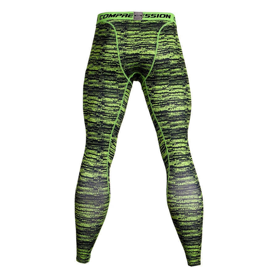 Digital Green Camouflage Mens Compression Leggings Spats