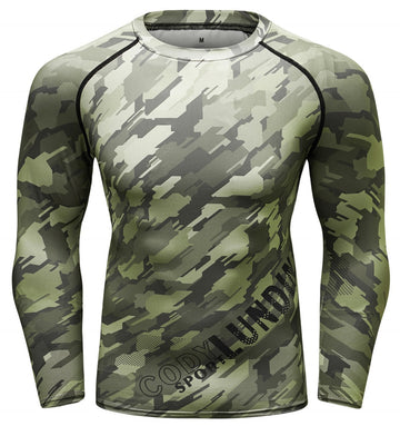Digital Green Camouflage Elite Compression Long Sleeve Rashguard