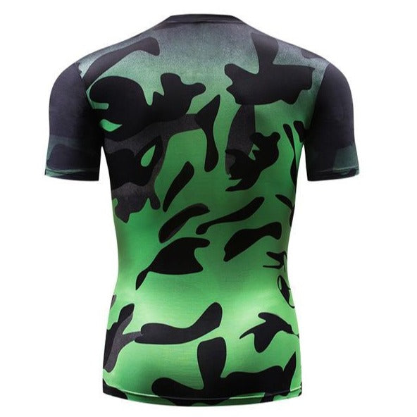 Camouflage Compression Liquid Green Short Sleeve Rashguard