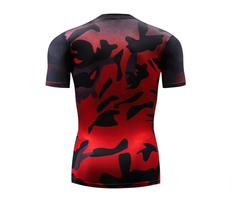 Camouflage Compression Liquid Red Short Sleeve Rashguard Camouflage Compression Liquid Red Short Sleeve Rashguard