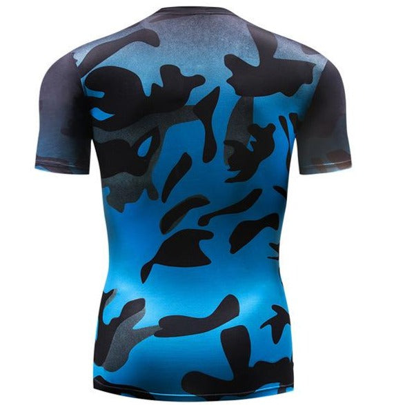 Liquid Ocean Camouflage Compression Short Sleeve Rashguard