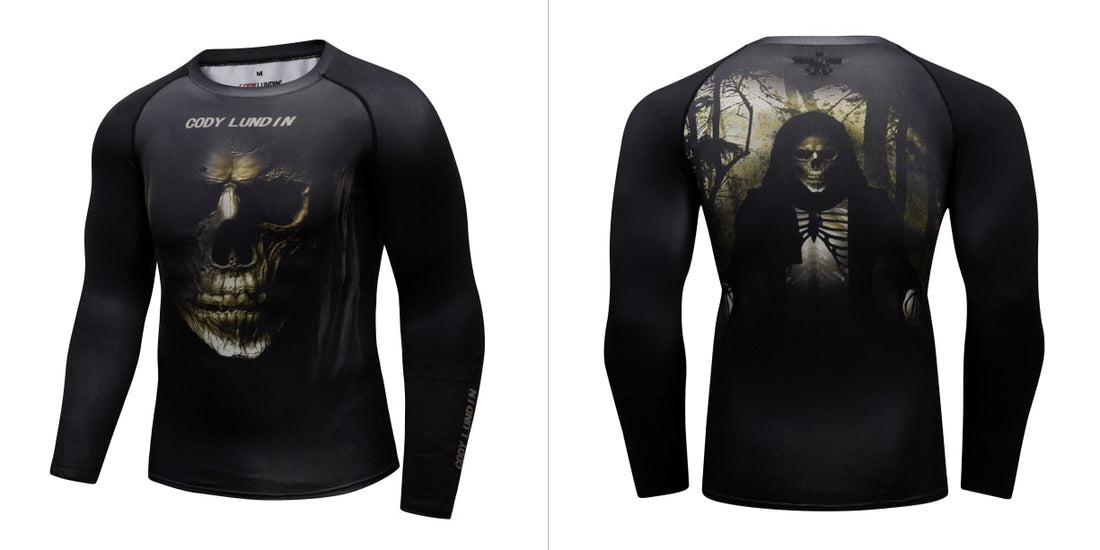 In The Shadows Skull Compression Elite Long Sleeve Rashguard