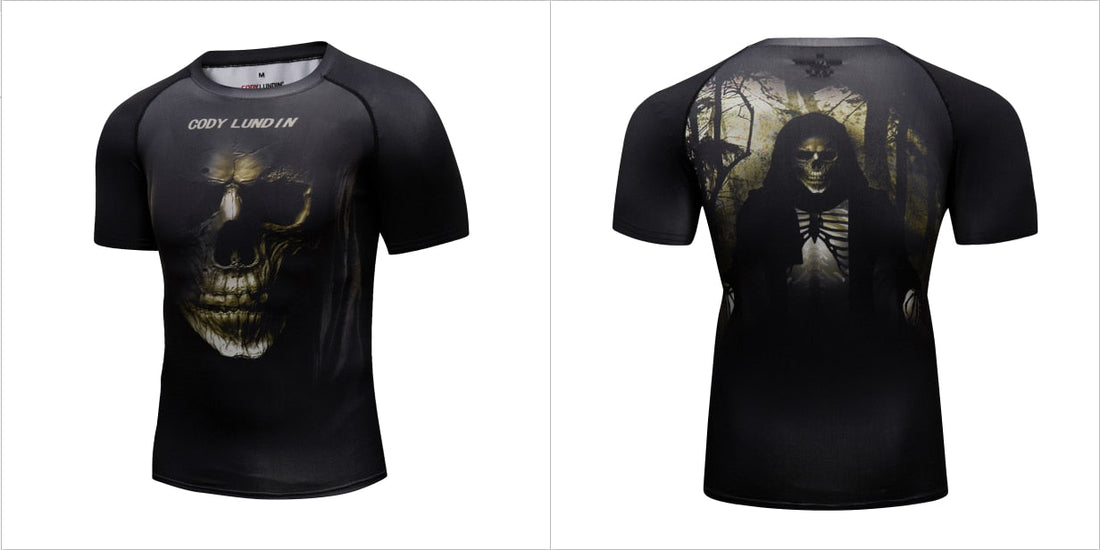 'In the Shadows' Skull Compression Elite Short Sleeve Rashguard