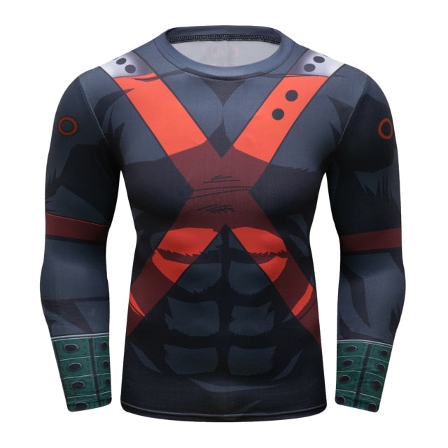 My Hero Academia BJJ Rash Guard Bakugo Armor Elite Long Sleeve Rashguard