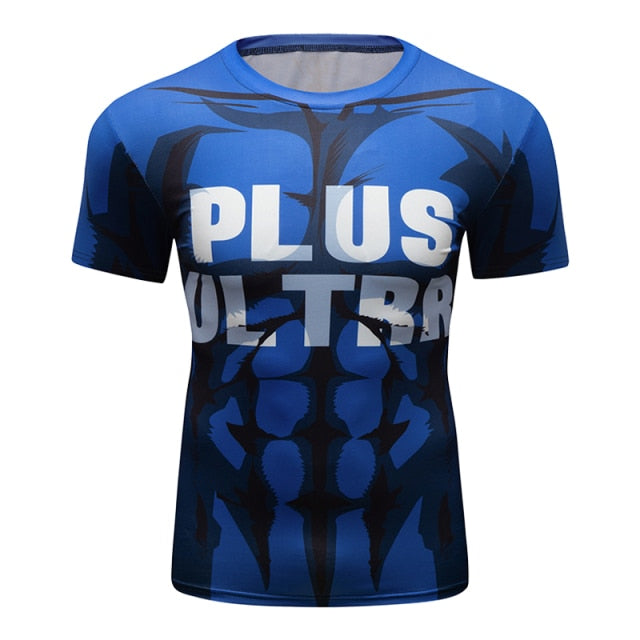 My Hero Academia Plus Ultra Blue BJJ Rash Guard Elite Short Sleeve Rashguard