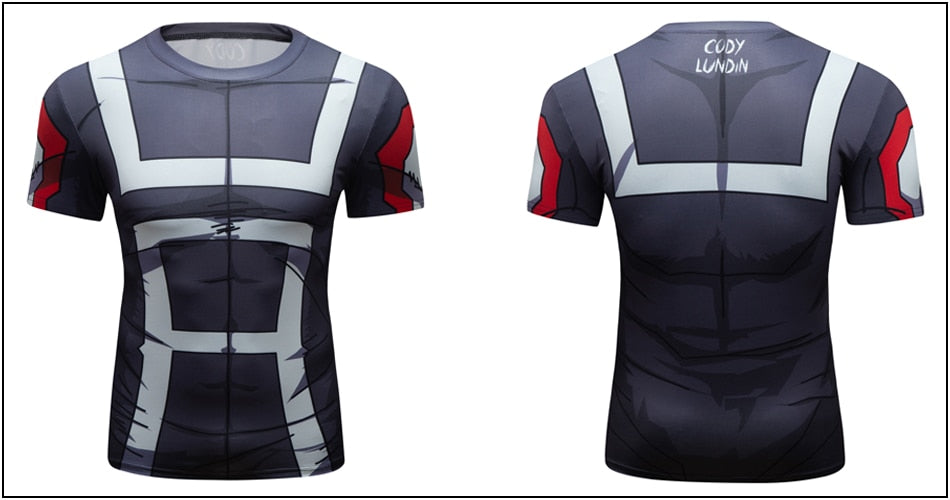 Elite Rash Guard BJJ My Hero Academia UA Uniform Grey Short Sleeve Rashguard