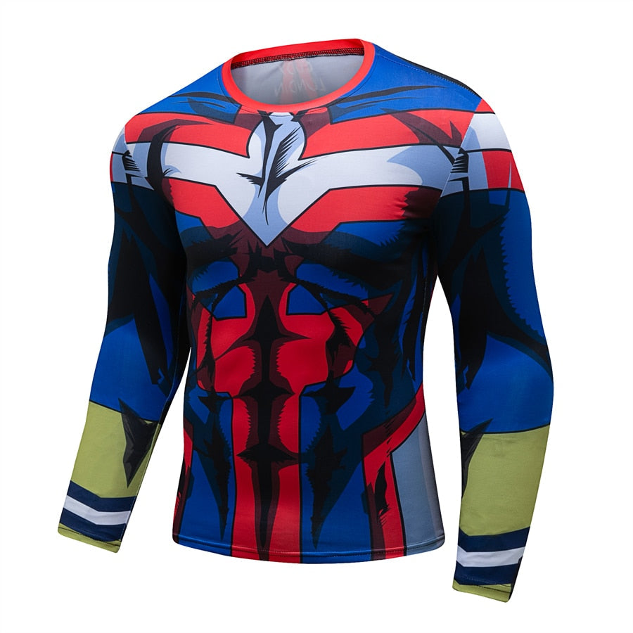 Rash Guard BJJ My Hero Academia Compression All Might Elite Long Sleeve Rashguard