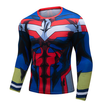 Rash Guard BJJ My Hero Academia Compression All Might Elite Long Sleeve Rashguard
