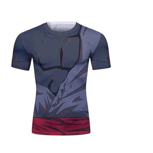 Dragon Ball Z Black Rash Guard Battle Damaged Short Sleeve Elite Rashguard BJJ