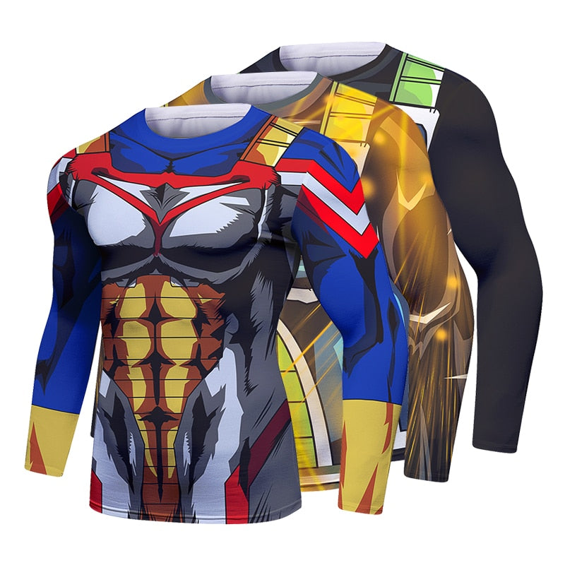 Dragon Ball Z BJJ Rash Guard My Hero Academia Almighty Vegeta Long Sleeve Elite Rashguard
