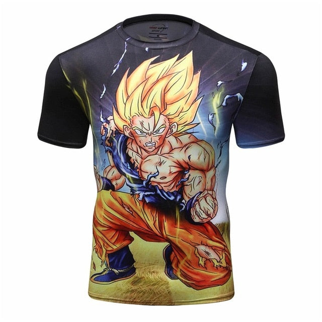 BJJ Rash Guard Dragon Ball Z Compression Vegeta Forms Elite Short Sleeve Rashguard