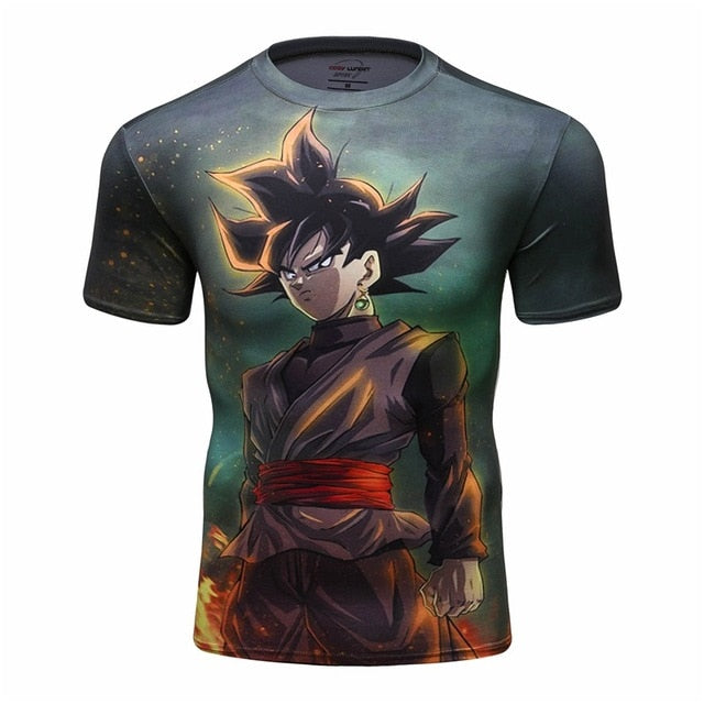 Dragon Ball Z Compression BJJ Rash Guard Goku Black Elite Short Sleeve Rashguard