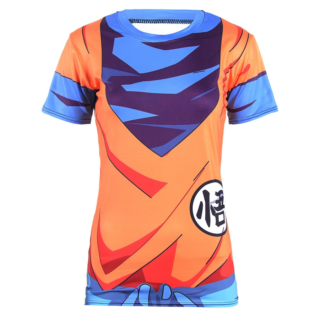 Dragon Ball Z Compression Goku BJJ Rash Guard Womens Short Sleeve Rashguard