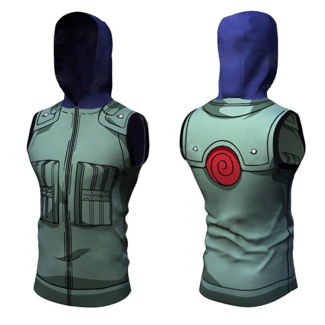 Kakashi Hooded Naruto BJJ Rash Guard Compression Tank Top