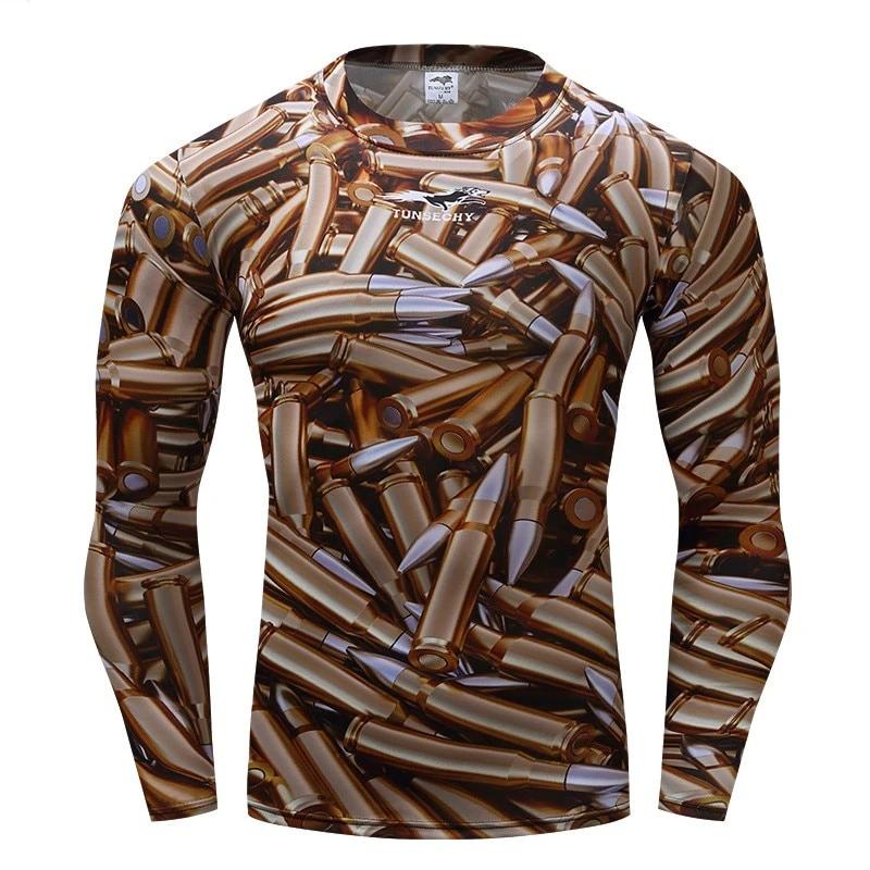 Bullets Camo Camouflage Long Sleeve Rashguard Compression