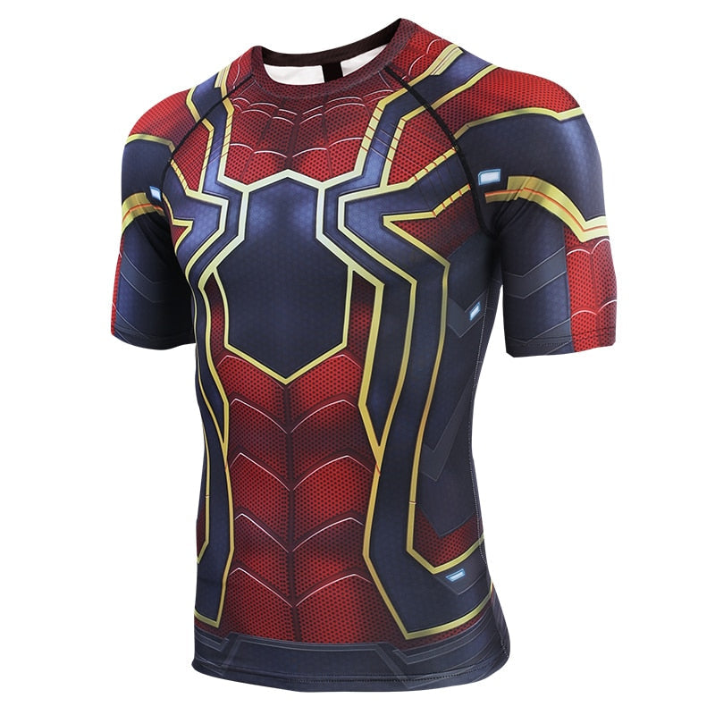 Iron Spider Man Compression Far From Home Short Sleeve Rashguard Spider Man
